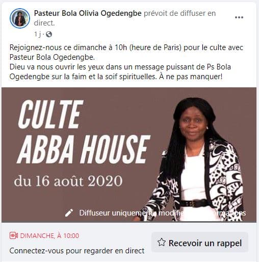 Culte Abba House Facebook